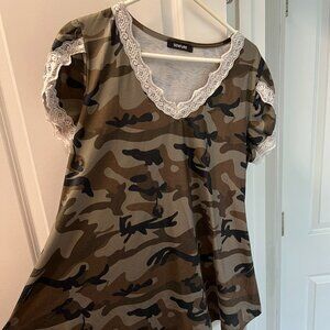Camo and Lace Tunic Tshirt